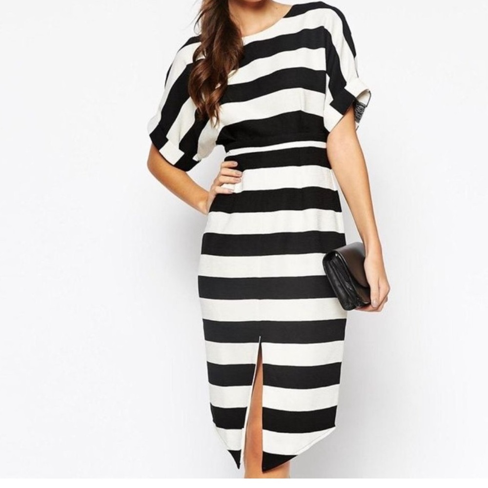 Asos Black and White Striped Dress